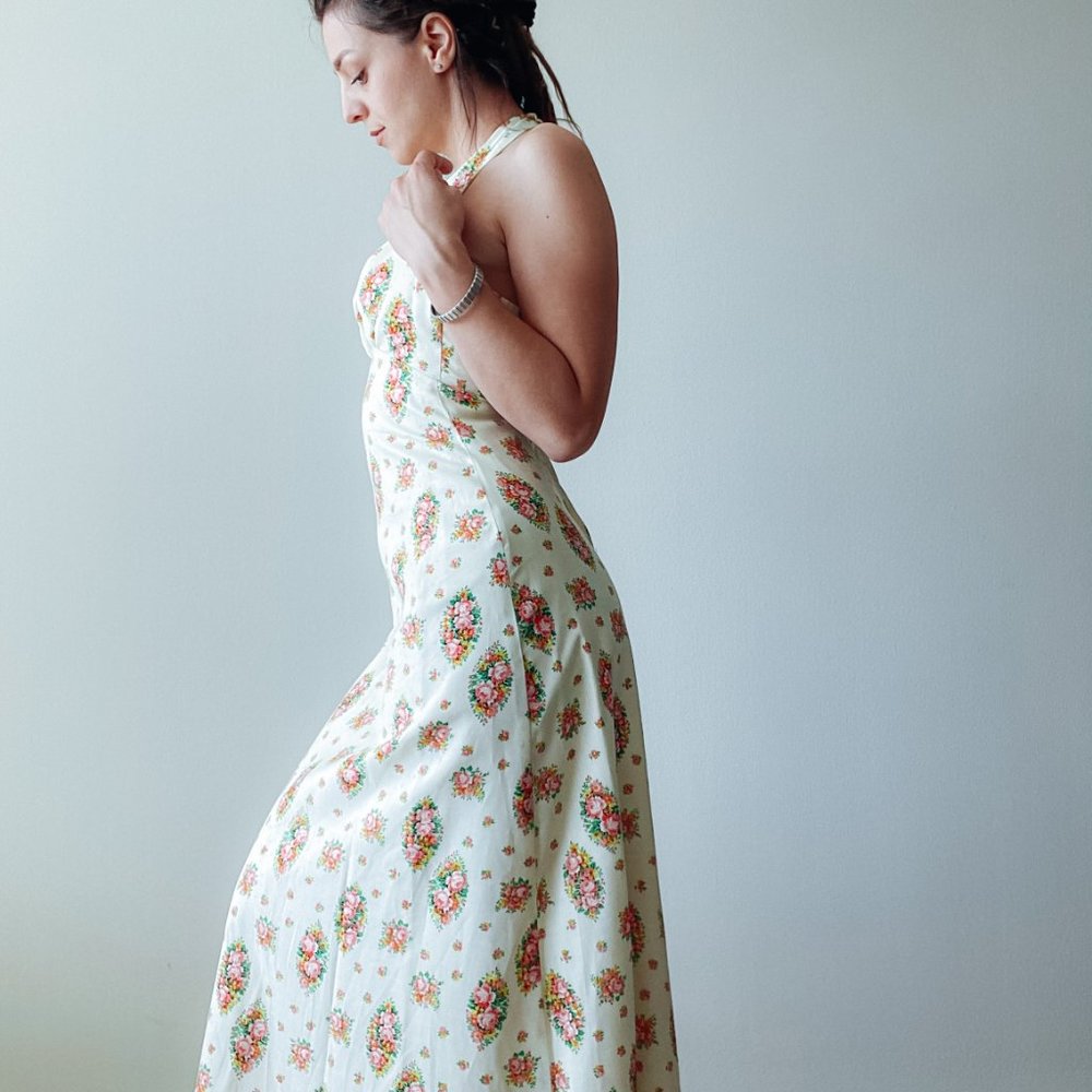 VINTAGE XS HALTER TOP MAXI DRESS WITH BOLERO TOP - Picture 6 of 9